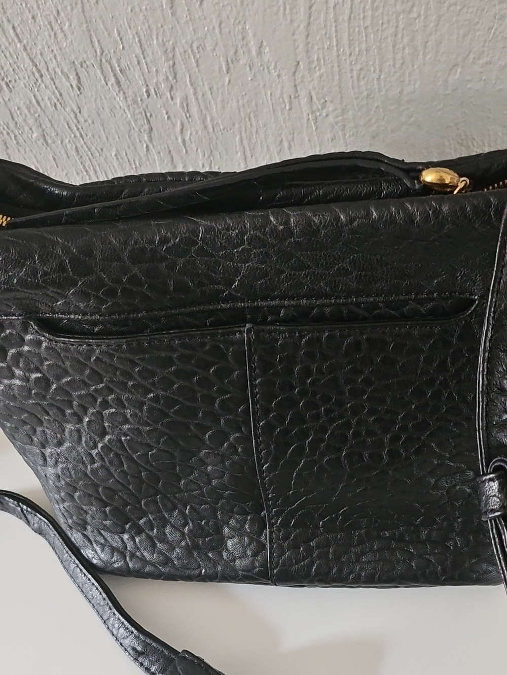 Hobo Black Textured Leather Crossbody Bag